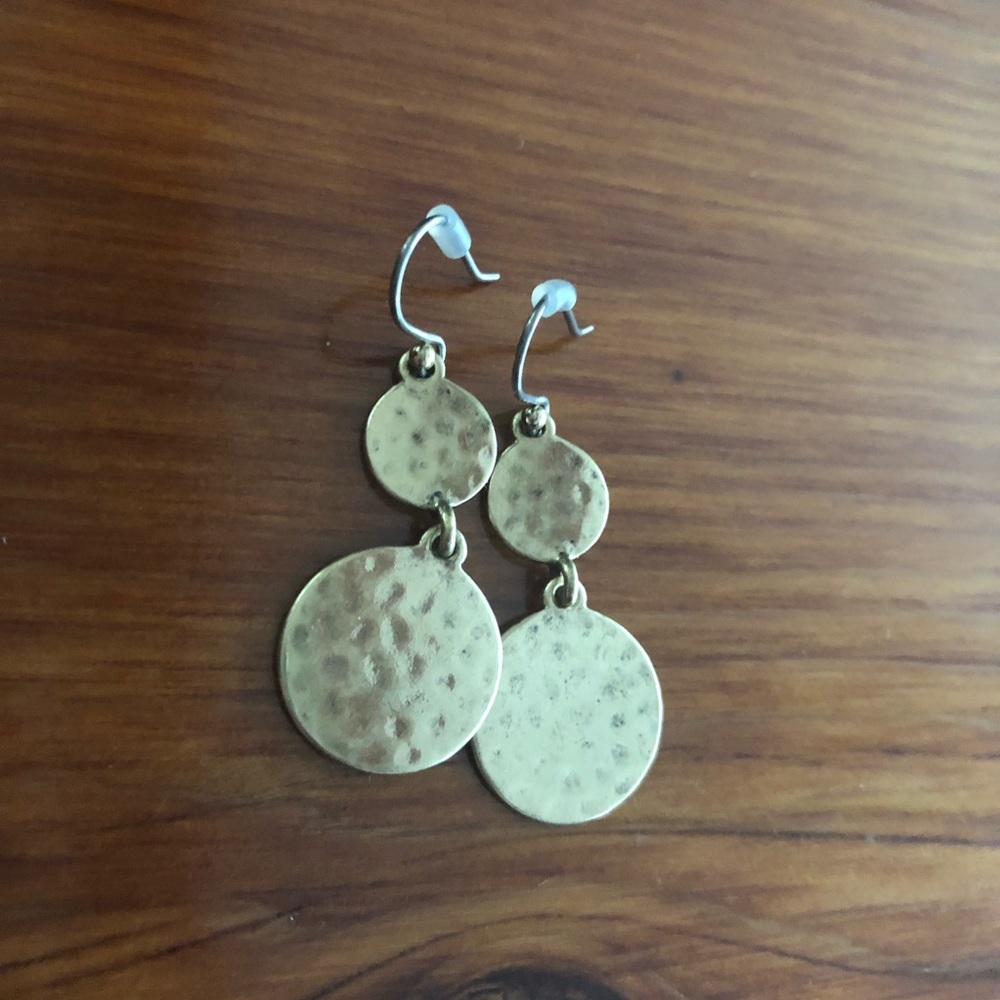 Lucky Brand Gold Hammered Drop Earrings